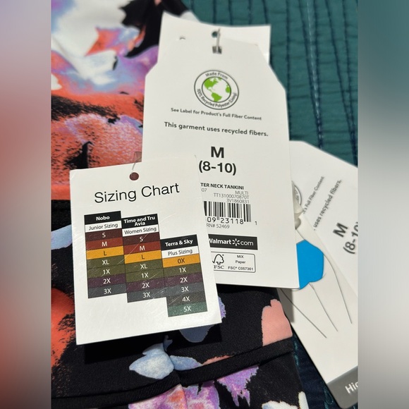 New Time and Tru Women's Plus Watercolor Tie Swim Top and Bottom Medium 8/10 - Picture 6 of 10